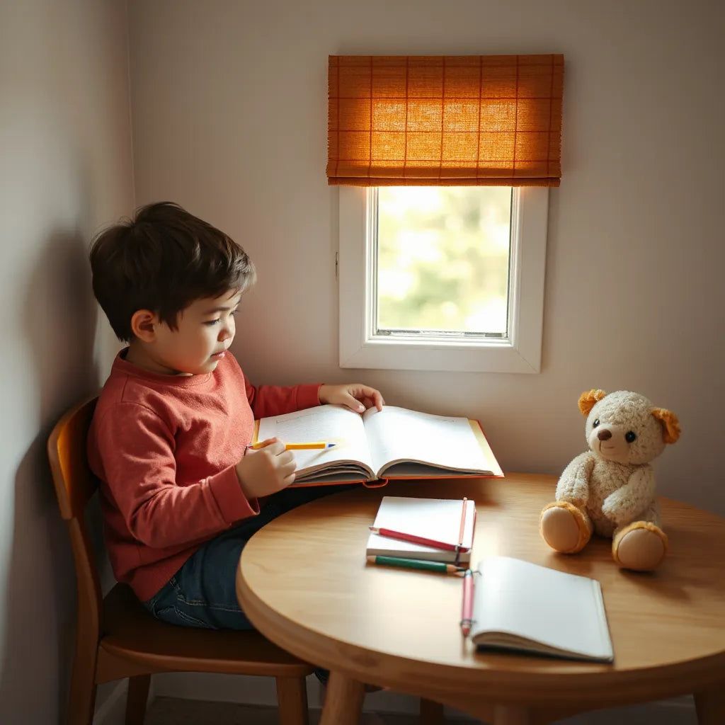 Four simple icons representing creative storytelling elements for kids