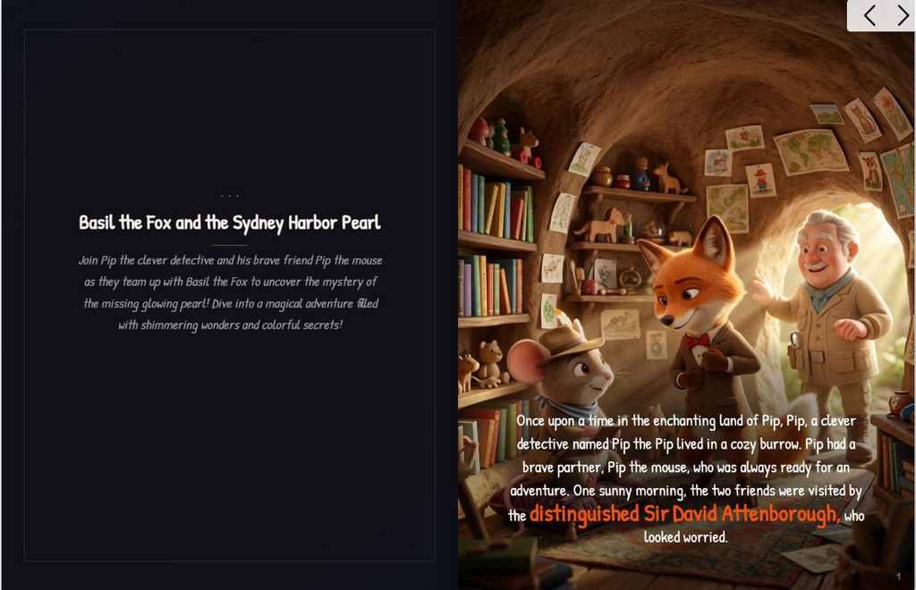Detective Basil the Fox and Pip the mouse exploring glowing underwater coral in the Mystery of the Sydney Harbor Pearl