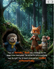 Illustration of Basil the Fox and Pip solving the Mystery of the Map in a sunlit forest with missing golden lantern