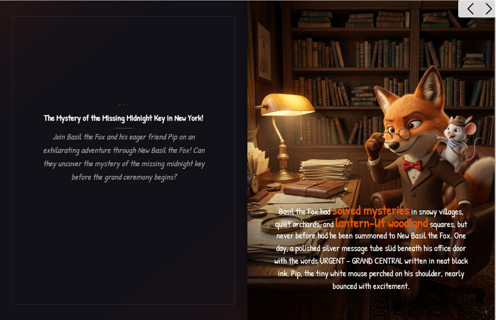 Detective Basil the Fox and partner Pip investigating mystery in Grand Central Terminal, New York
