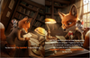 Detective Basil the Fox and partner Pip investigating the missing Midnight Key under Grand Central Terminal's starry ceiling at sunset in New York City